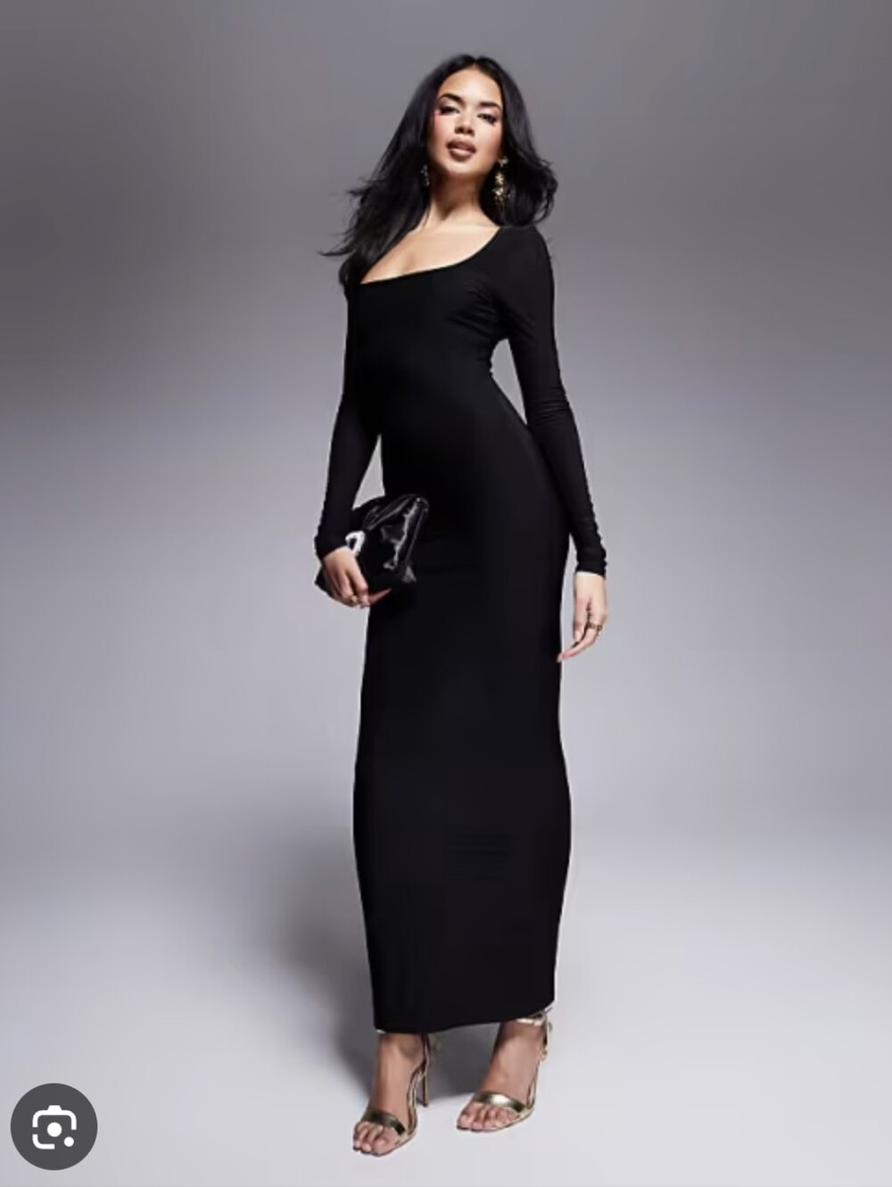 New With Tags SKIMS Black Soft Lounge Ribbed Long Sleeve Slip Dress Quiet Luxury - Picture 2 of 8